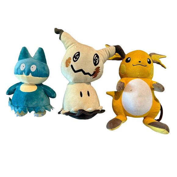 Pokemon Lot of 3 Plush Stuffed Animals Stuffies Mimikyu Munchlax Raichu - Picture 1 of 4